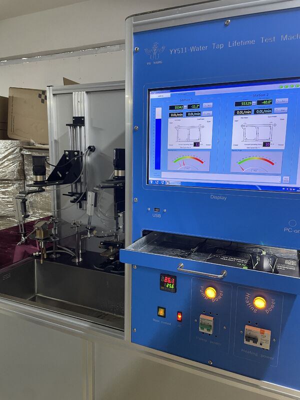 EN817 Professioneller Test für die Lebensdauer von Wasserhahnwechseln, automatische Wasserzirkulation mit Heizung, gleichzeitige Prüfung mit zwei Stationen zur Bewertung der Haltbarkeit von Wasserhahn