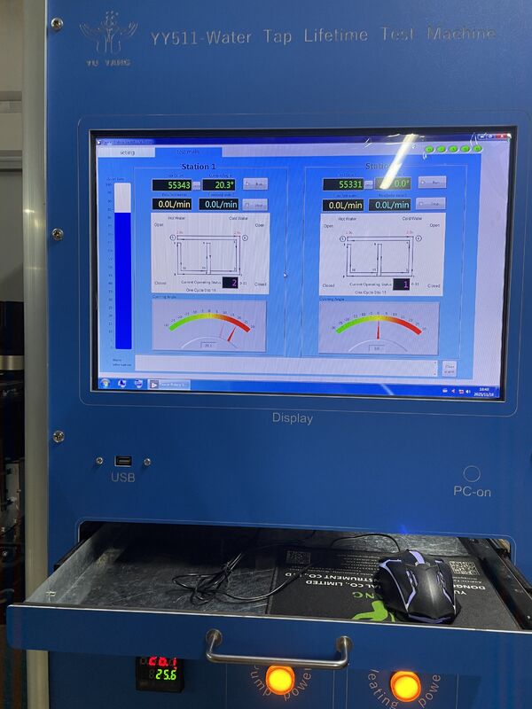 EN817 Professioneller Test für die Lebensdauer von Wasserhahnwechseln, automatische Wasserzirkulation mit Heizung, gleichzeitige Prüfung mit zwei Stationen zur Bewertung der Haltbarkeit von Wasserhahn