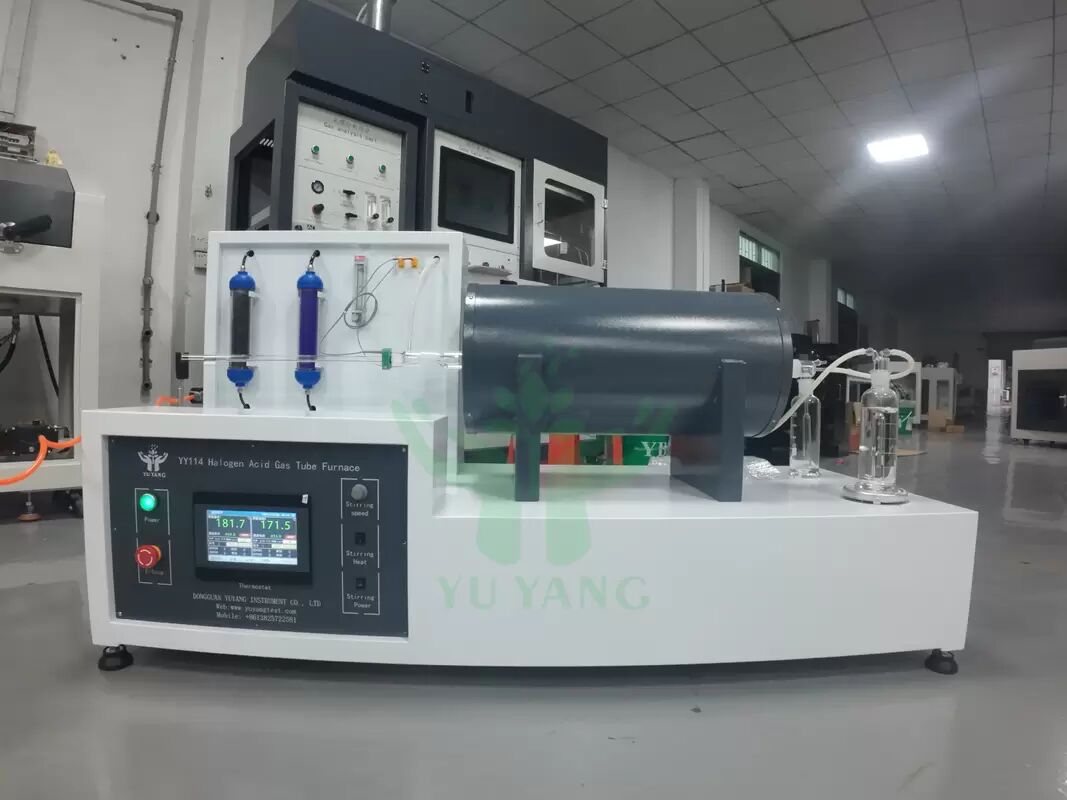 Halogen-Säuregas-Kabelverbrennungskorrosivitätsprüfgerät mit pH-Leitfähigkeitsmesssystem, konform mit IEC 60754 und ausgestattet mit Edelstahlbefestigungen und einstellbaren elektrischen Systemen