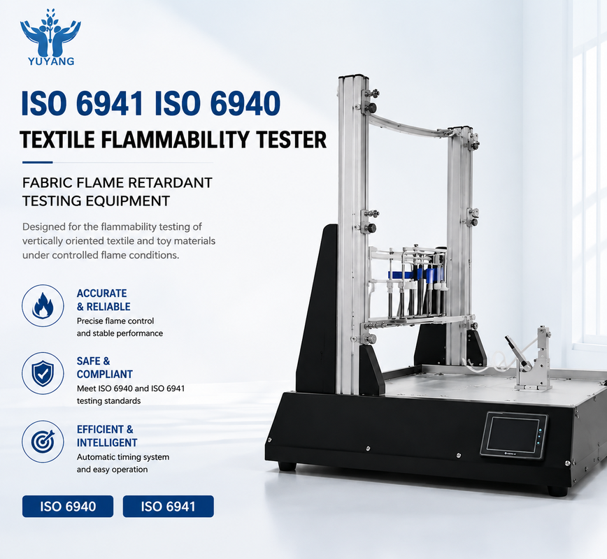 Ausrüstung zur Prüfung der Entflammbarkeit von Textil- und Spielzeugmaterialien ISO 6941 ISO 6940 Flame Retardant Tester für Stoffe