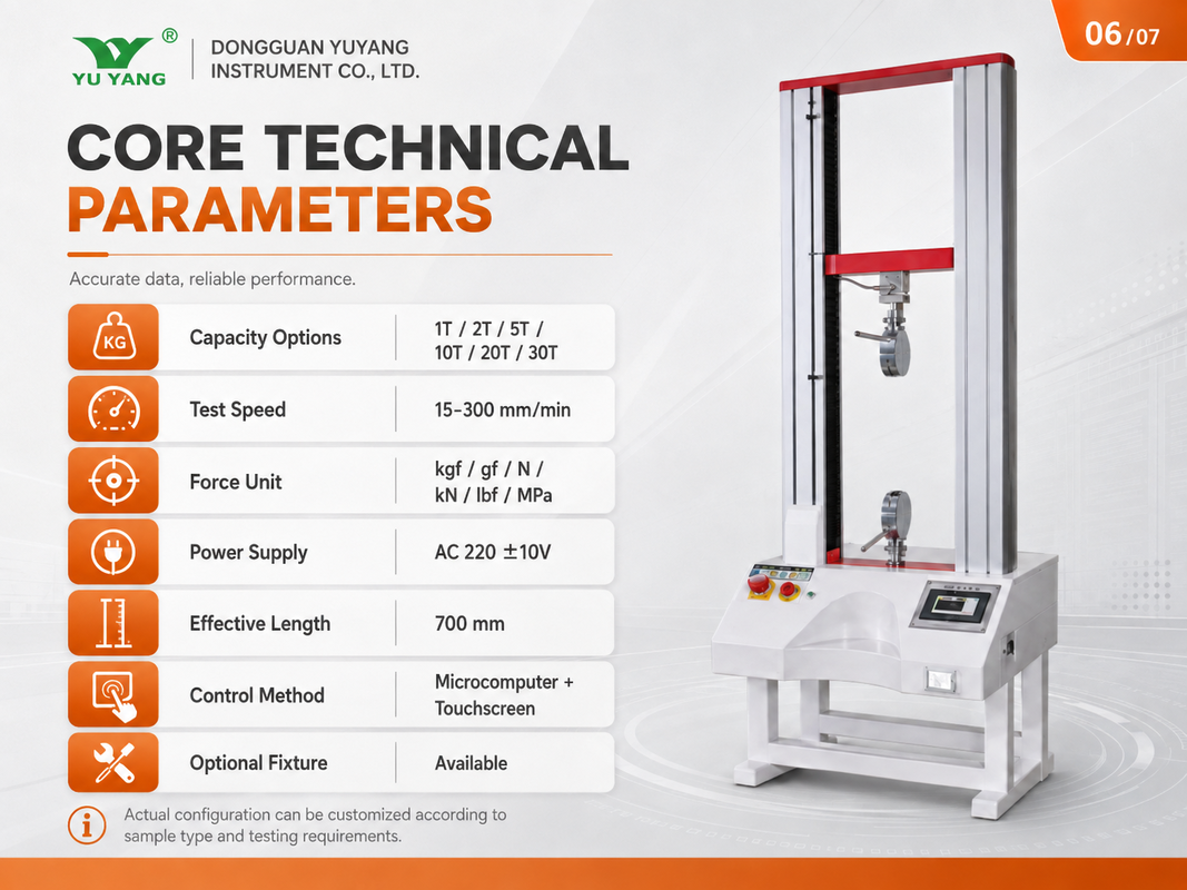 Industrial Universal Material Testing Machine 1Ton Load Support Tear Bend Shear Sustained Tension Pressure Test