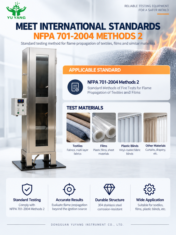 YYF012 Flame Propagation Tester for Vinyl-Coated Fabrics and Films Over 700g/m² Compliant with NFPA701-2004 Method 2