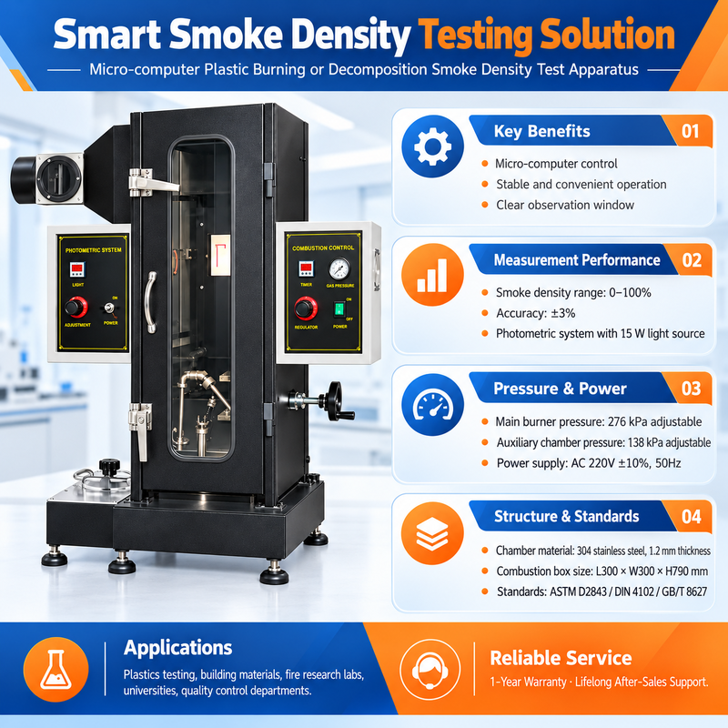 Smoke Density Test Chamber | Microcomputer Controlled Tester for Smoke Generation Characteristic of Polymer and Construction Materials