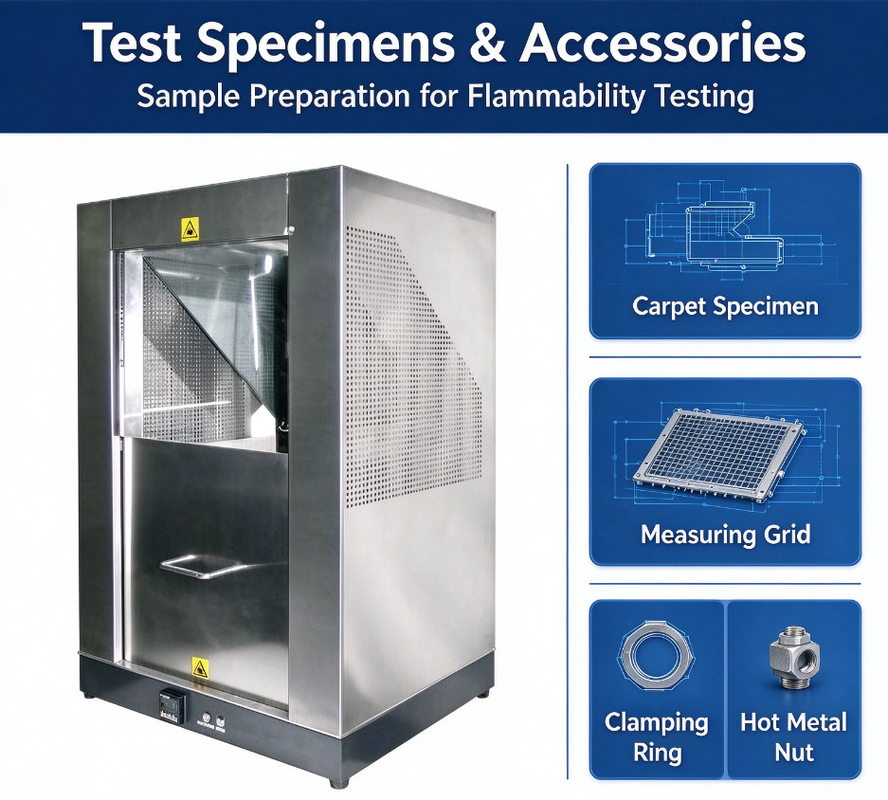 Carpet Flammability Tester ISO 6925 BS 6307 BS 4790 Floor Covering Hot Metal Nut & Methenamine Tablet Ignition Test Machine